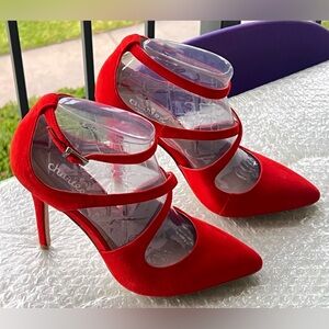 Stilettos Shoes Charles by Charles David Suede Size 5 1/2 New in Red 4inch heels